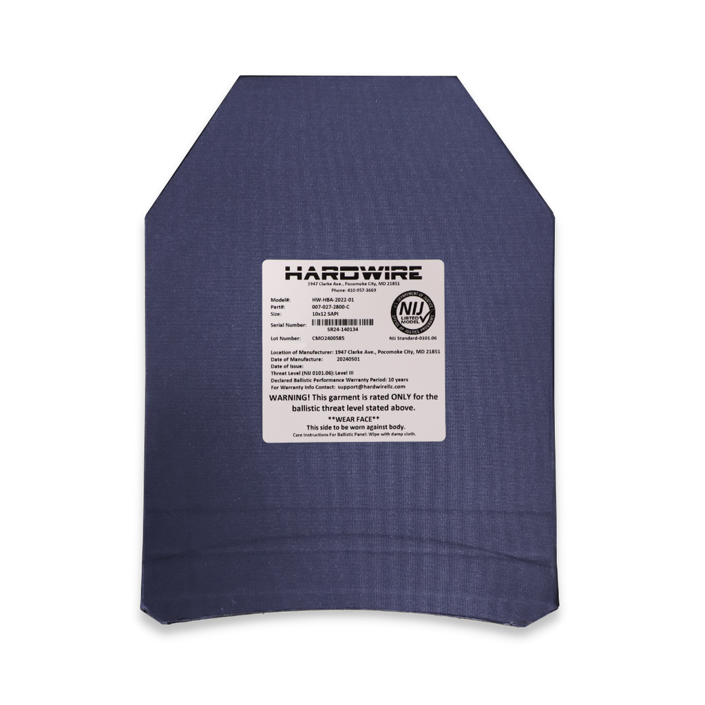 Hardwire Rifle Resistant Steel Armor Plate provides NIJ Certified Level 3+ protection. Standard SAPI sizes available.
