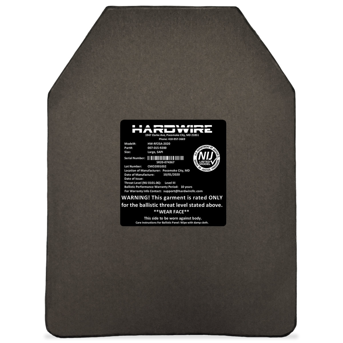 Level 3+ Multi Curve Bulletproof Plate | Hardwire LLC