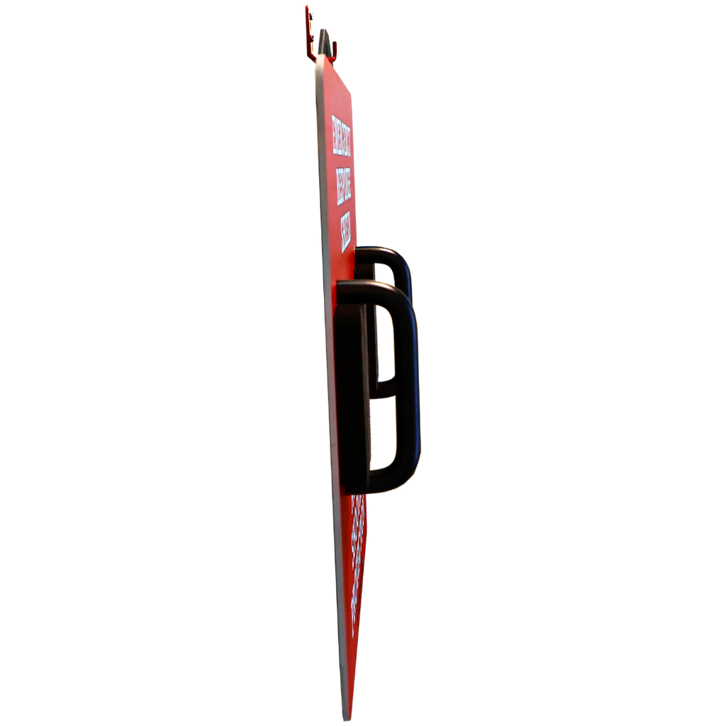 Side angle image of a Hardwire Emergency Response Shield. It is a ballistic school shield that fulfills Texas HB 33.